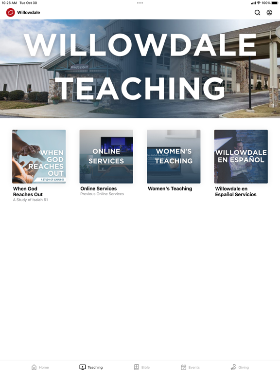 Willowdale Chapel App iPad screenshot 2 - Lifestyle app