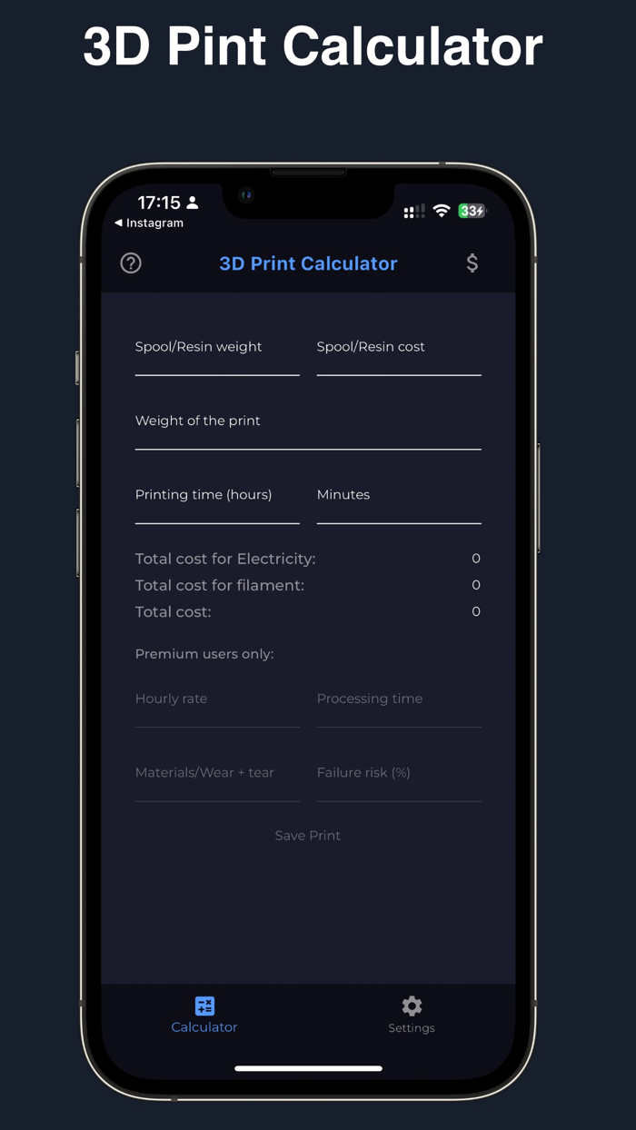 3D Printer Cost Calculator