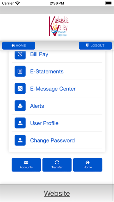 Kaskaskia Valley Credit Union Screenshot