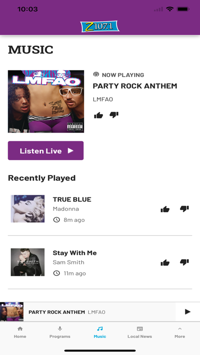 Z107.1 Screenshot