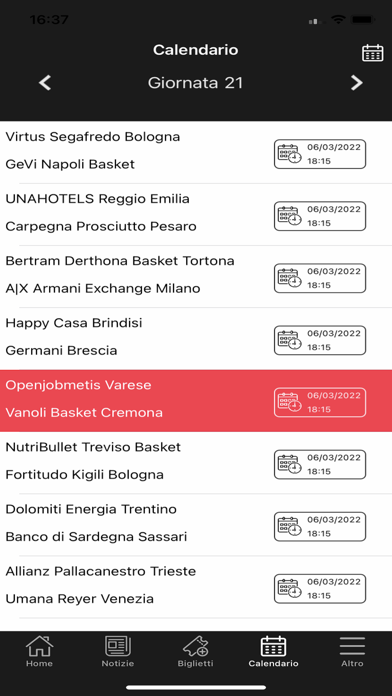 Pallacanestro Varese Screenshot