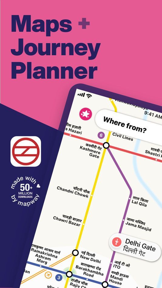 #1. Delhi Metro Interactive Map (iOS) 由: Mapway Limited
