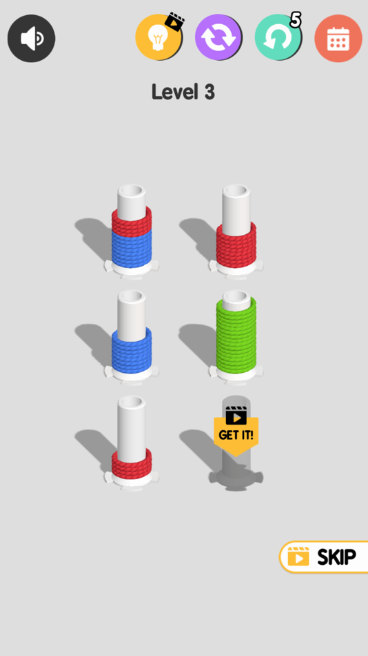 #4. Rope Color Sort (iOS) Podle: Kenen Gonen