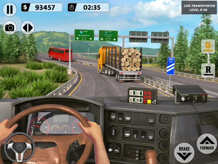 Log Transporter Truck Driving