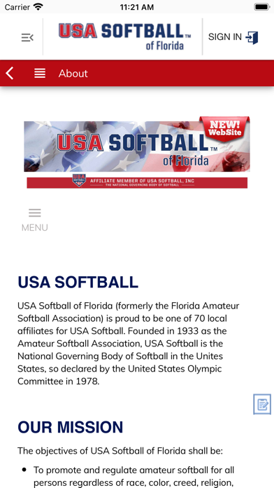 USA Softball of Florida Screenshot