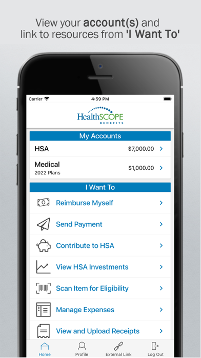 HealthSCOPE Consumer Accounts Screenshot