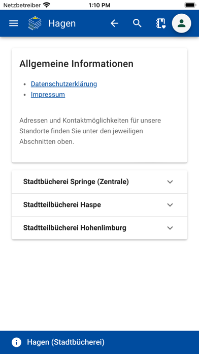 Stadtbücherei Hagen Screenshot