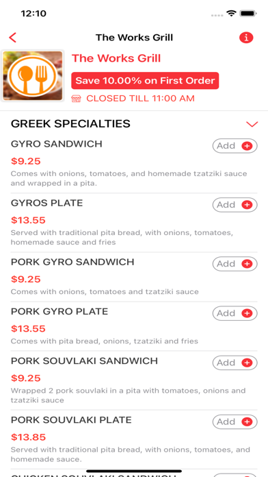 The Works Grill Screenshot