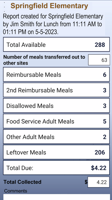 KN-CLAIM SFSP Meal Counter Screenshot