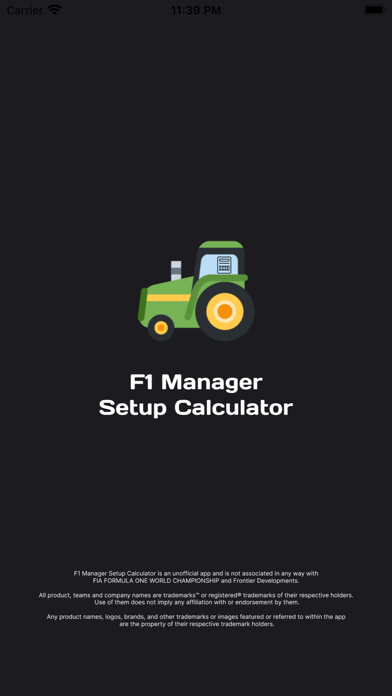F1M Setup Calculator Screenshot