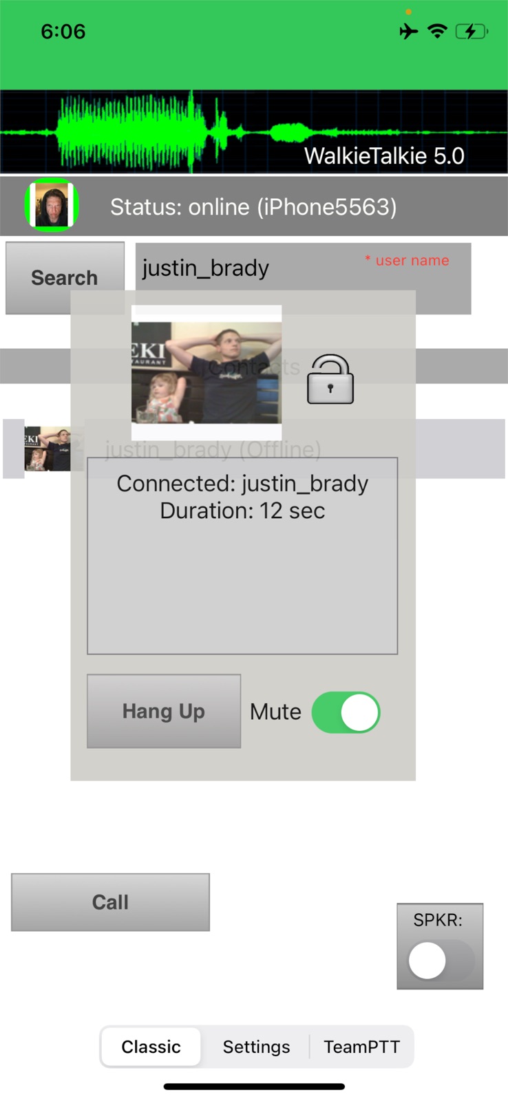 WalkieTalkie VOIP iphone screenshot 1