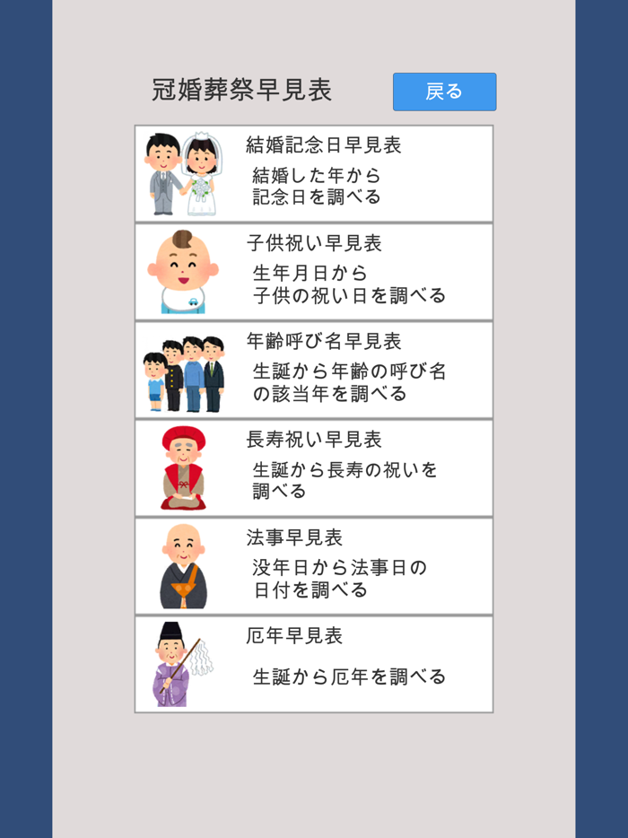 年齢早見表／生活に役立つ計算アプリ