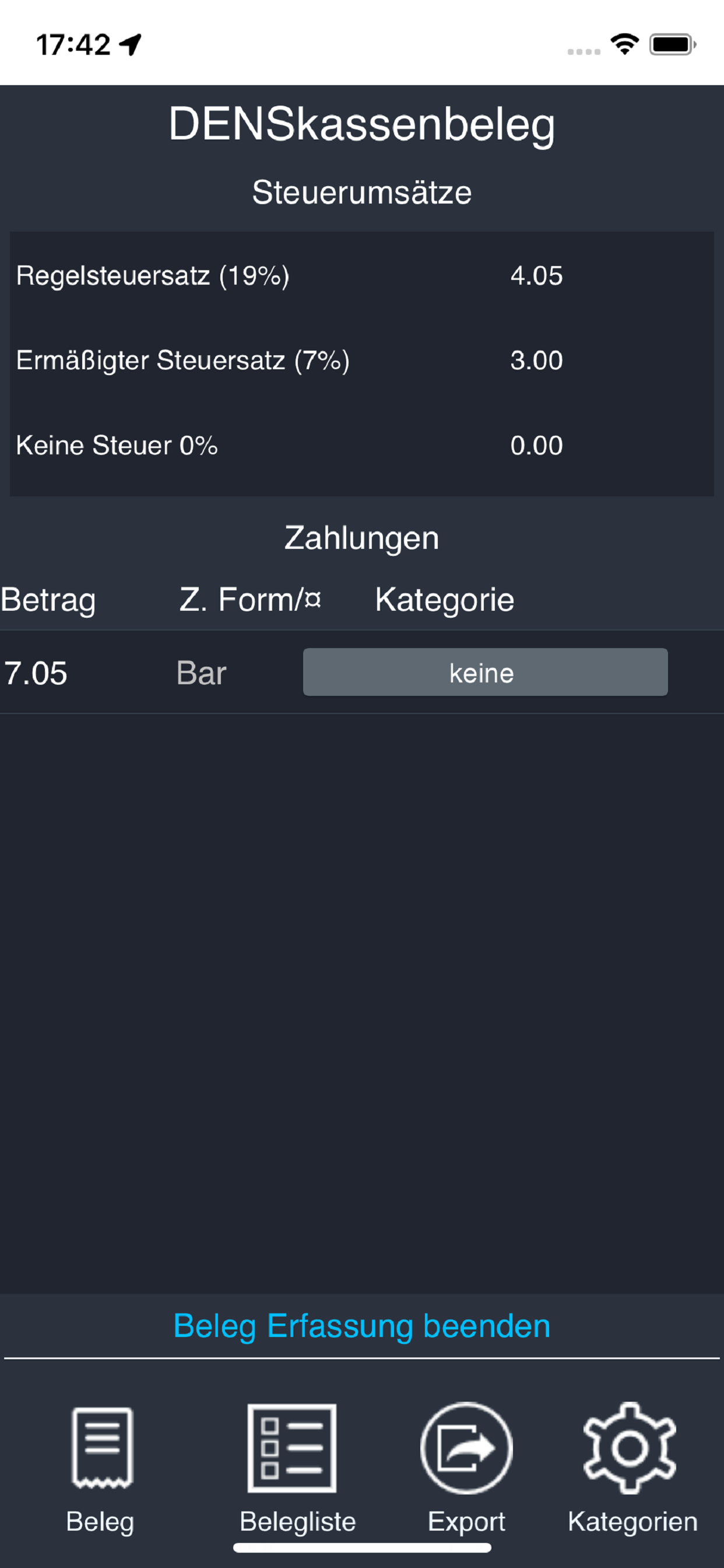 DENSkassenbeleg screenshot 3