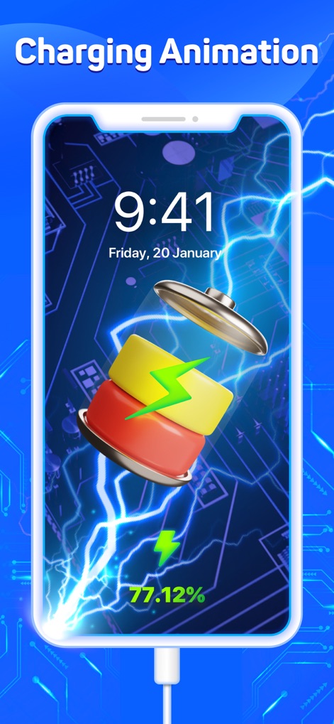 Quick Cleaner : Clean Storage - Discover the app's ability to display engaging charging animations, transforming the charging screen into a dynamic visual experience with battery levels.