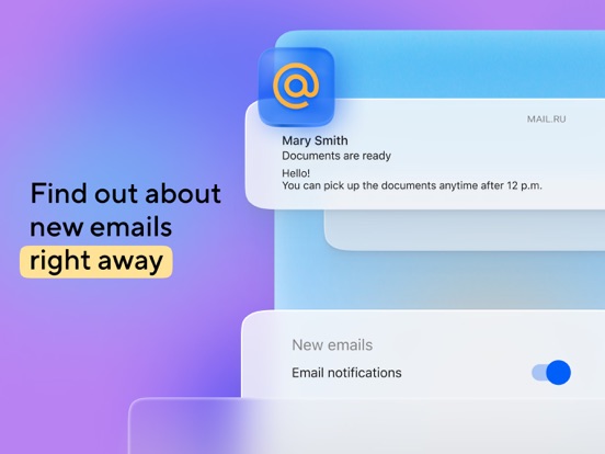 E-mail app – Mail.ru iPad app afbeelding 5