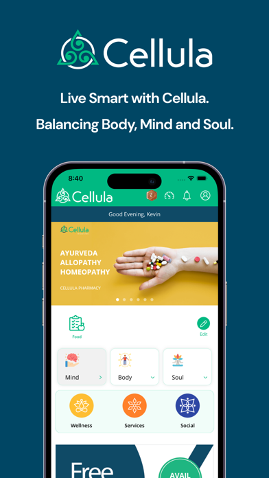 Cellula: Healthy Lifestyle App Screenshot
