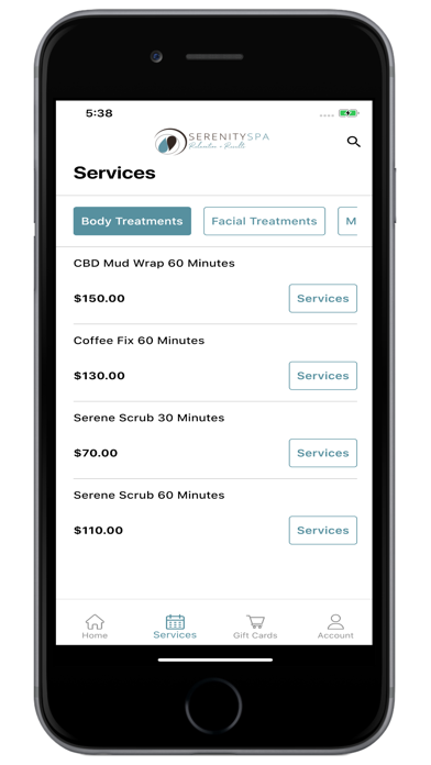 Serenity Spa Mobile Screenshot
