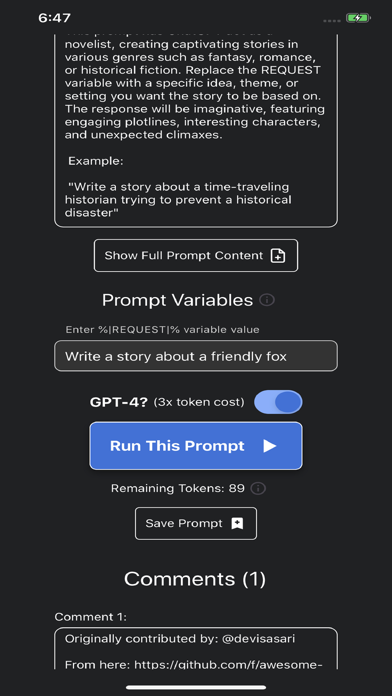 highPerplexity: Custom Prompts Screenshot