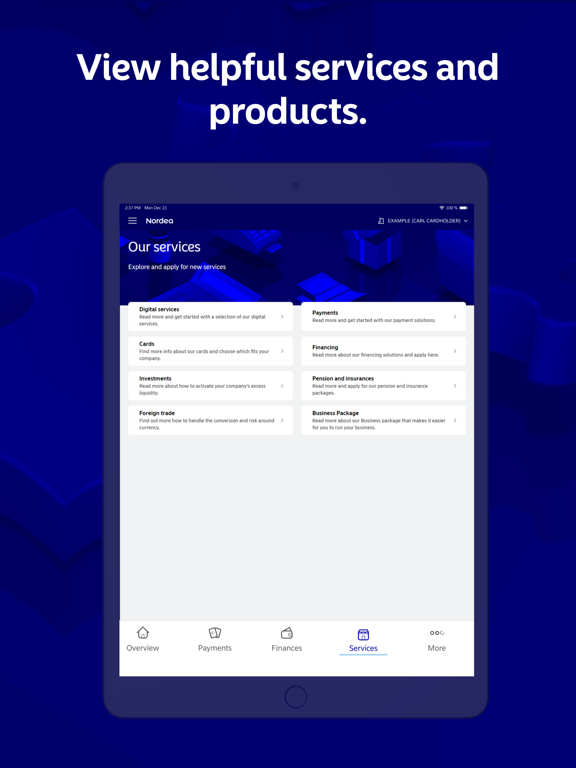 Nordea Business SE iPad screenshot 4 - Finance app