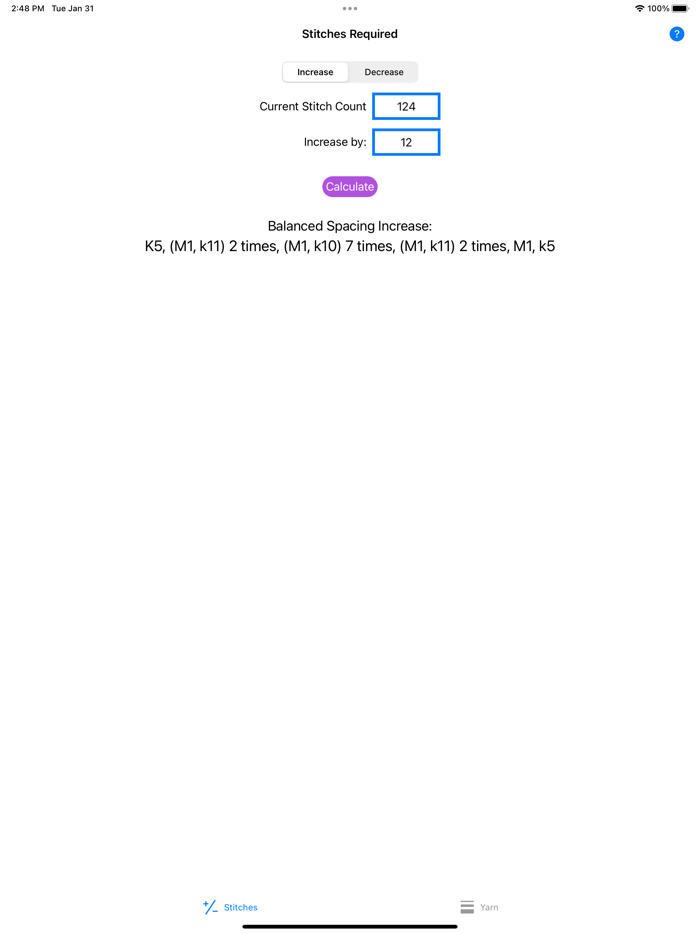 Knitting Stitch Calculator