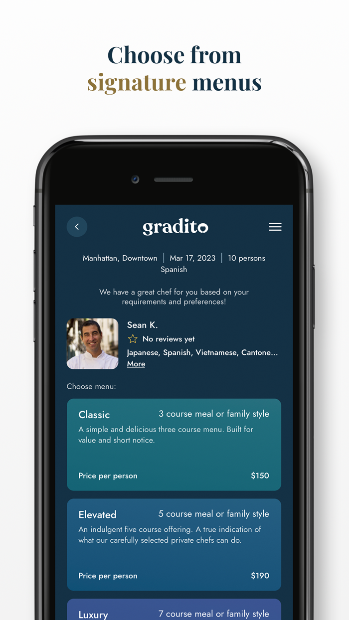 Gradito Private Chefs at Home