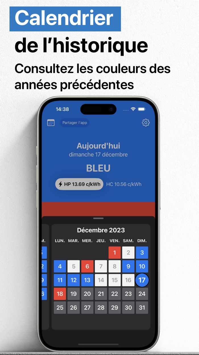 Couleur Tempo edf widget info