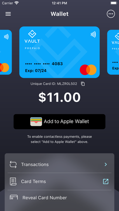 Vault Payments Screenshot
