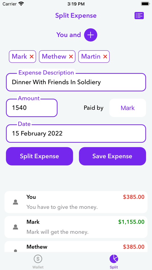 #3. Wallet Manager - SplitWise (iOS) 由: Sumita Hirpara