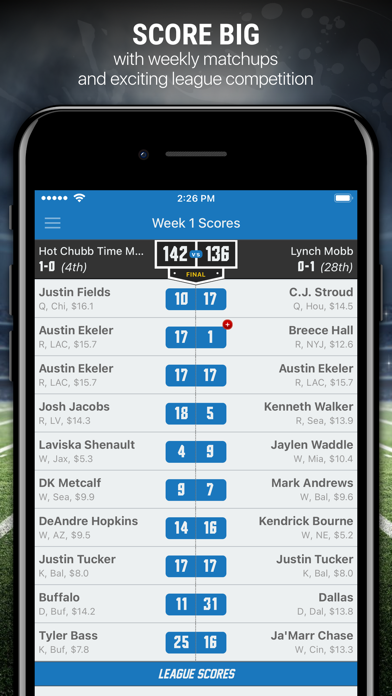 H2H Fantasy Football Screenshot