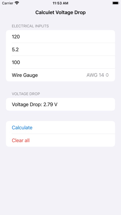 Calculet Voltage Drop