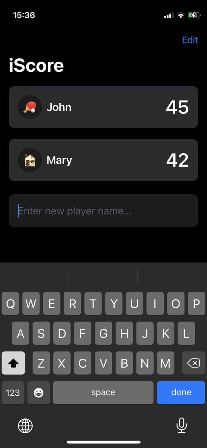 iScore  simple score keeper