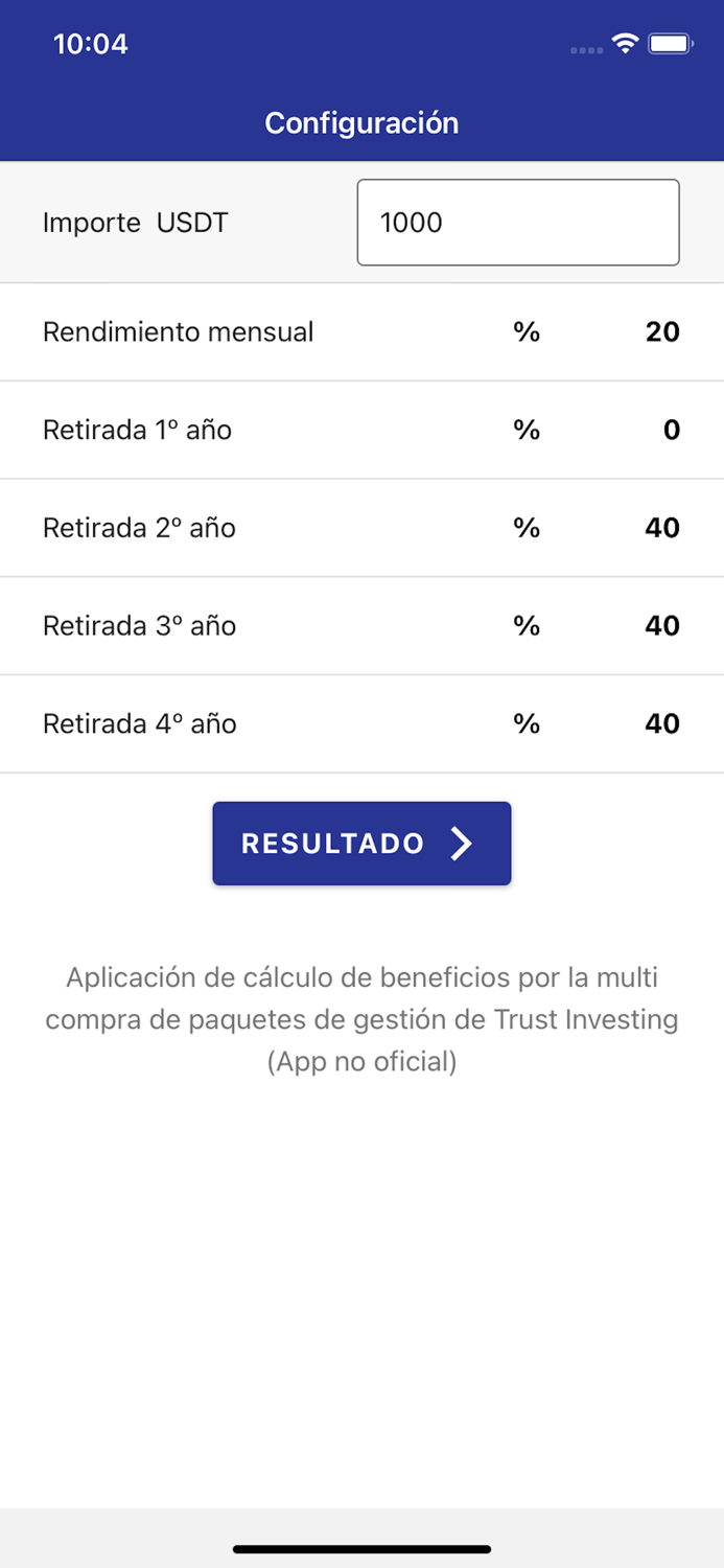 Calculadora Trust Investing