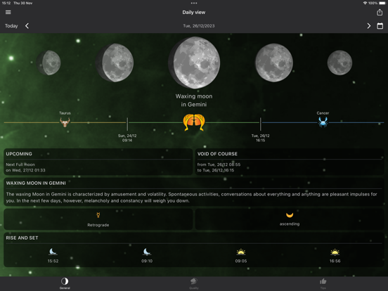 MoonWorx Lunar Calendar iPad app afbeelding 1