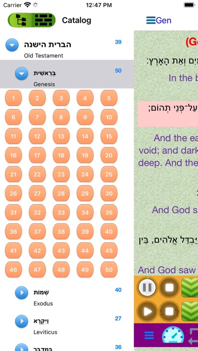 Hebrew English Audio Bible Screenshot