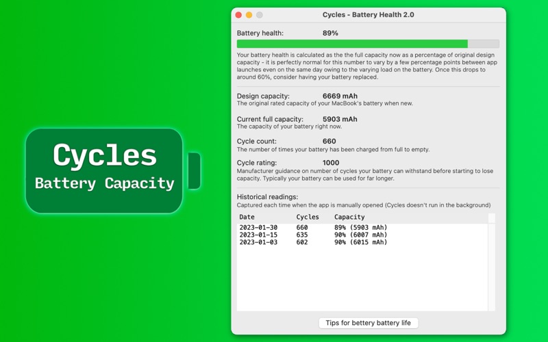 cycles - battery health iphone screenshot 1