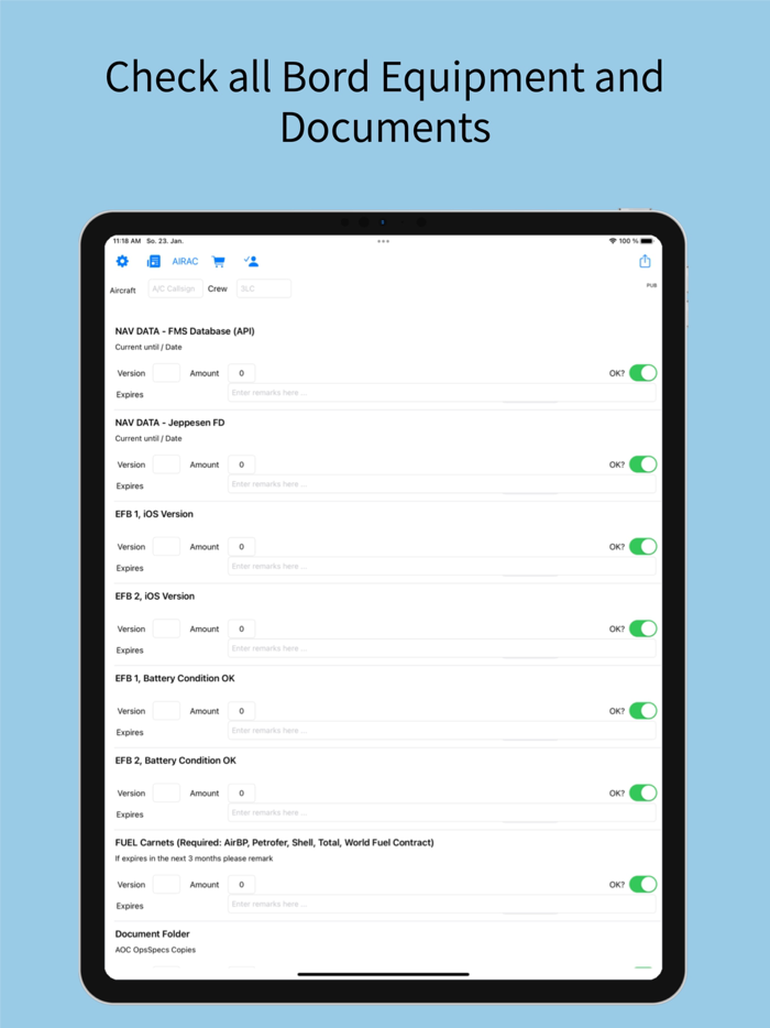 OpsControl Sheet for Aviation