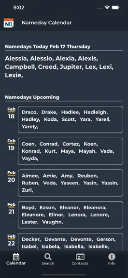 Game screenshot Namedays Calendar mod apk
