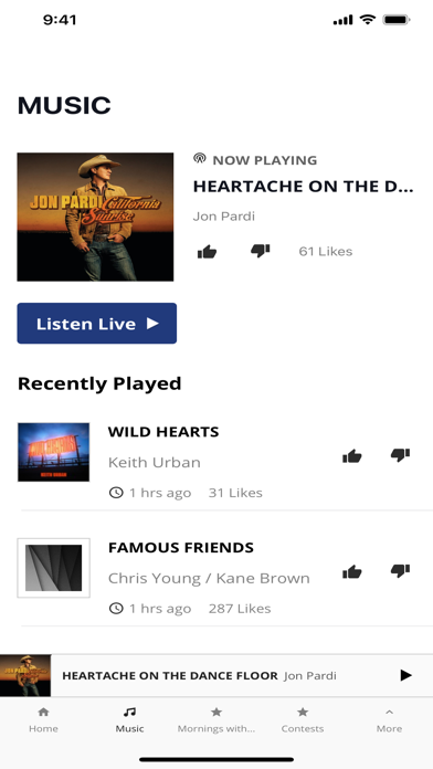 #1 for New Country 104.5 WFMB Screenshot