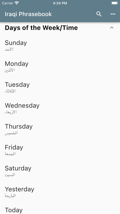 Iraqi Phrasebook Screenshot