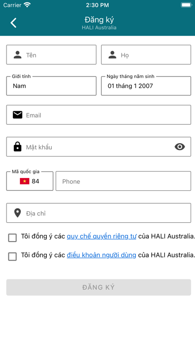 HALI Australia Screenshot