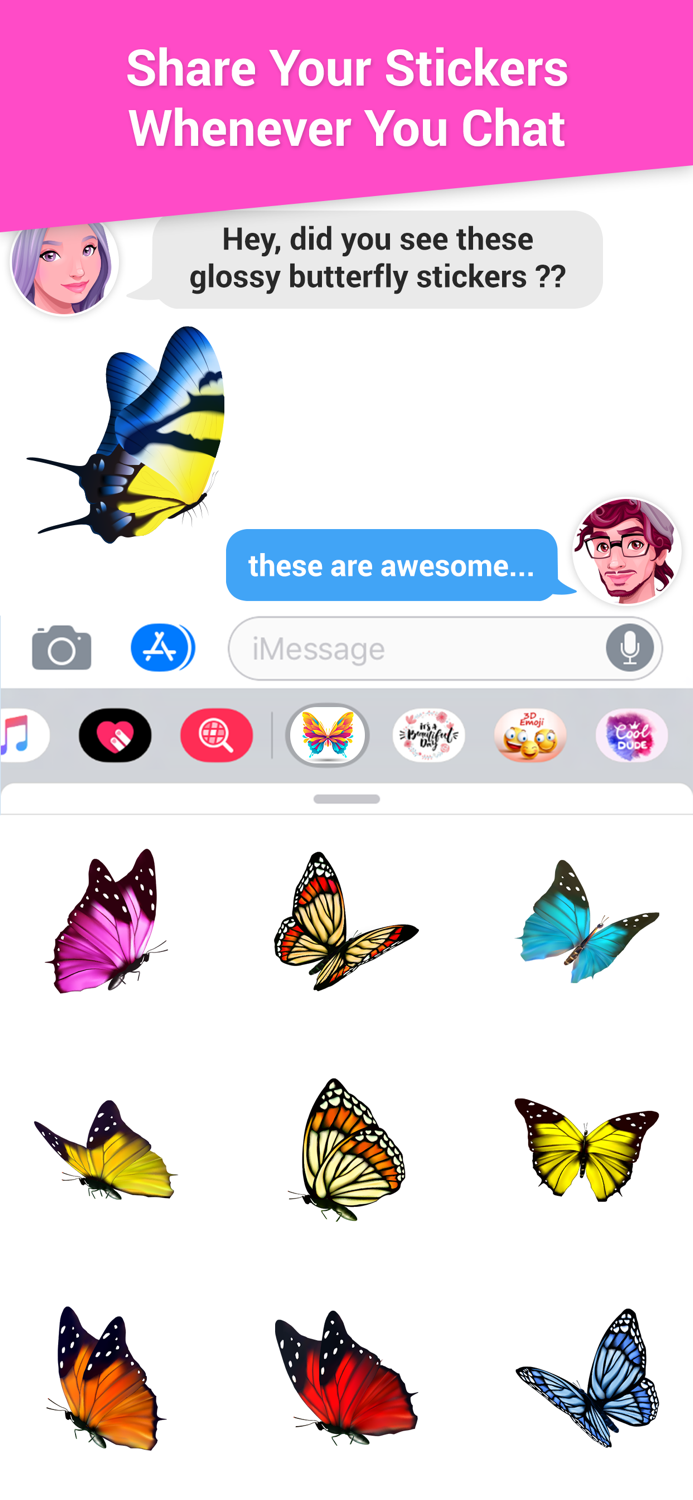 Glossy Butterflies Stickers