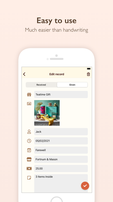 Gift Recorder - Gift List App Screenshot