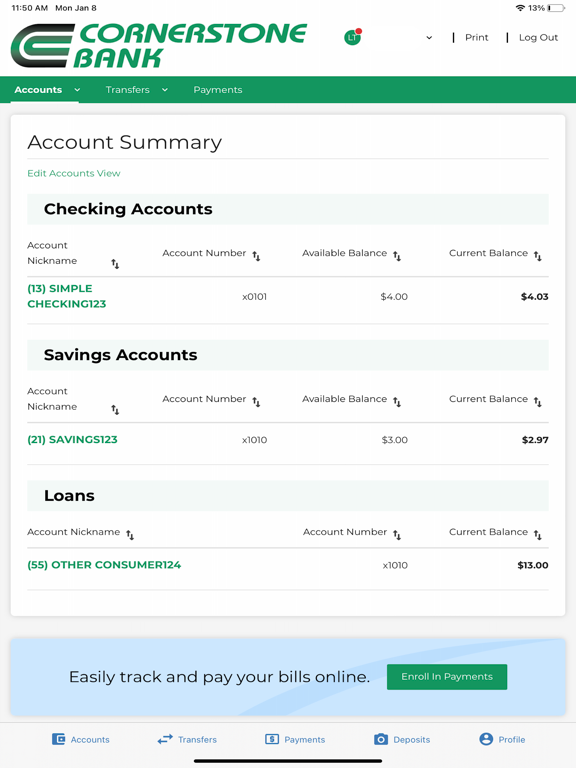 Cornerstone Bank (IA) Mobile iPad screenshot 3 - Finance app
