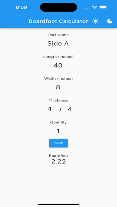 RWW Board Foot Calculator Screenshot 2 - AppWisp.com RWW Board Foot Calculator Screenshot 2 - AppWisp.com