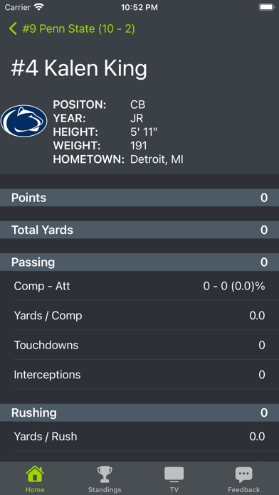 Penn State Football Schedules Screenshot
