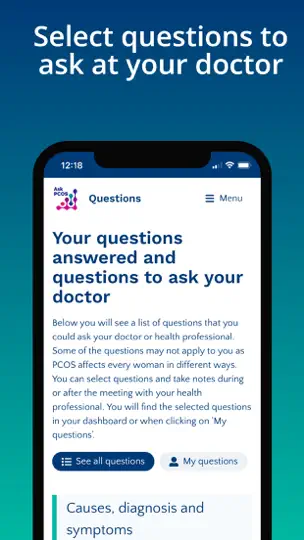 Screenshot von AskPCOS auf dem iPhone 4
