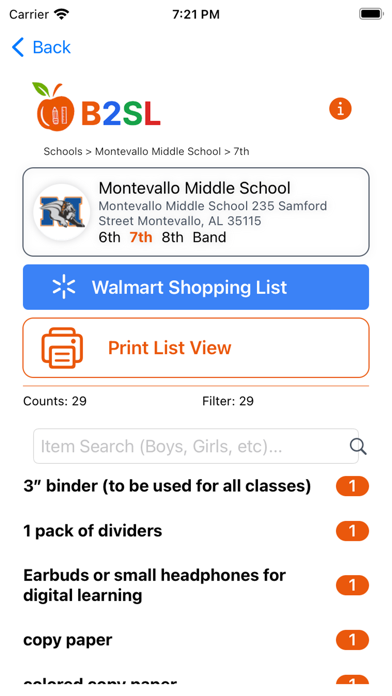 Back 2 School List Screenshot