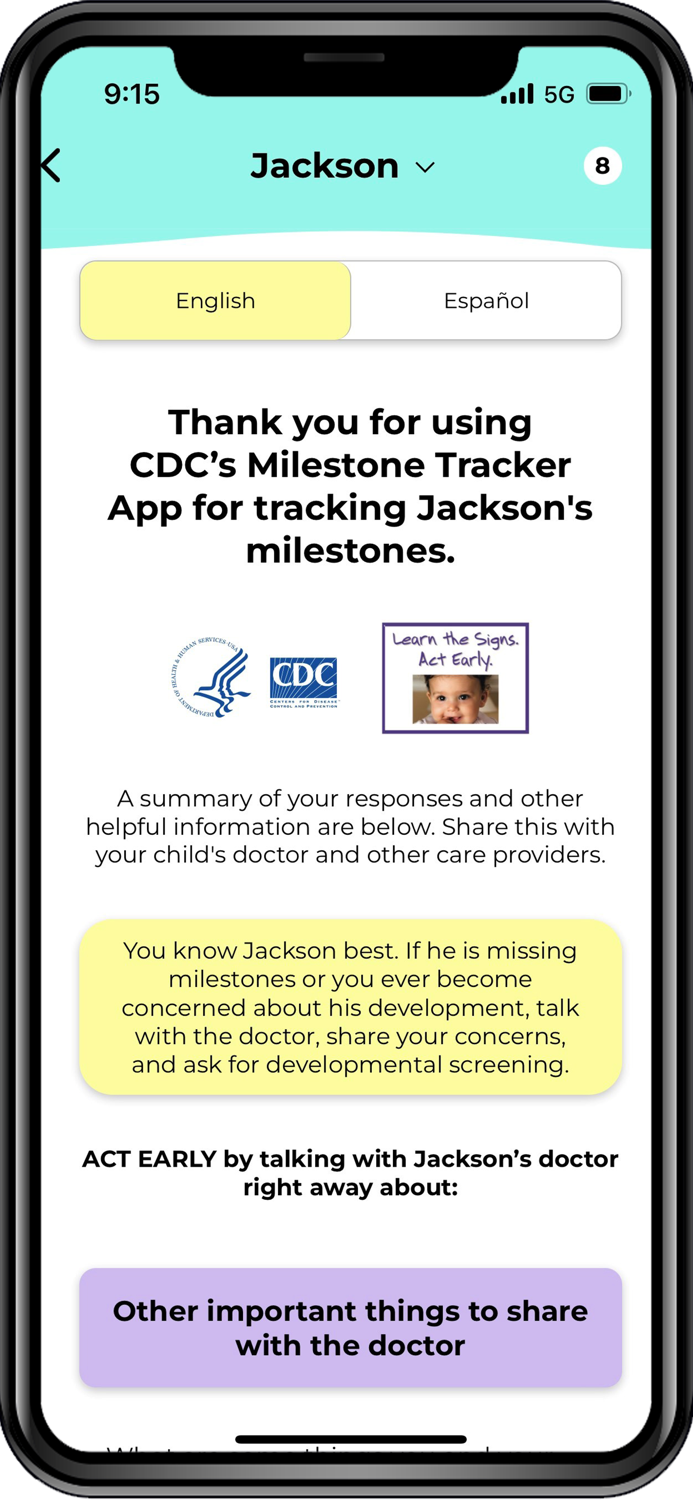 CDCs Milestone Tracker