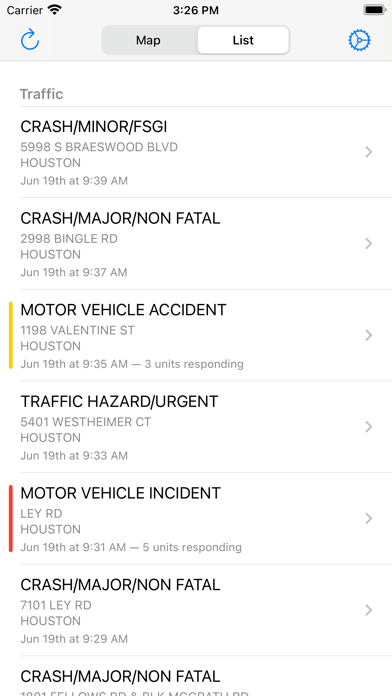 Houston Incidents Screenshot