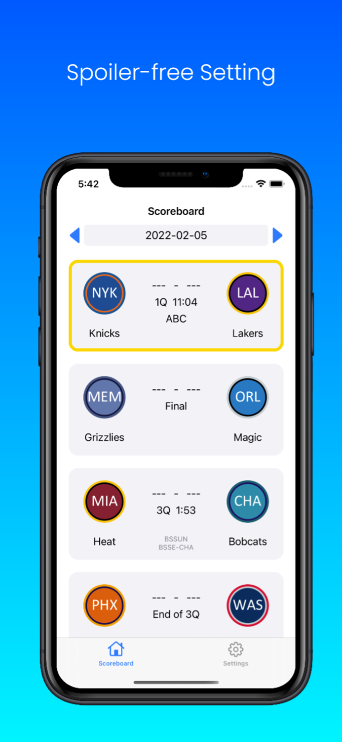 Pull Up BBall NBA Scores